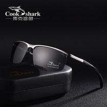 Official counter Cook Shark polarized sunglasses Male driver mirror sunglasses Male hipster glasses Driving driving mirror