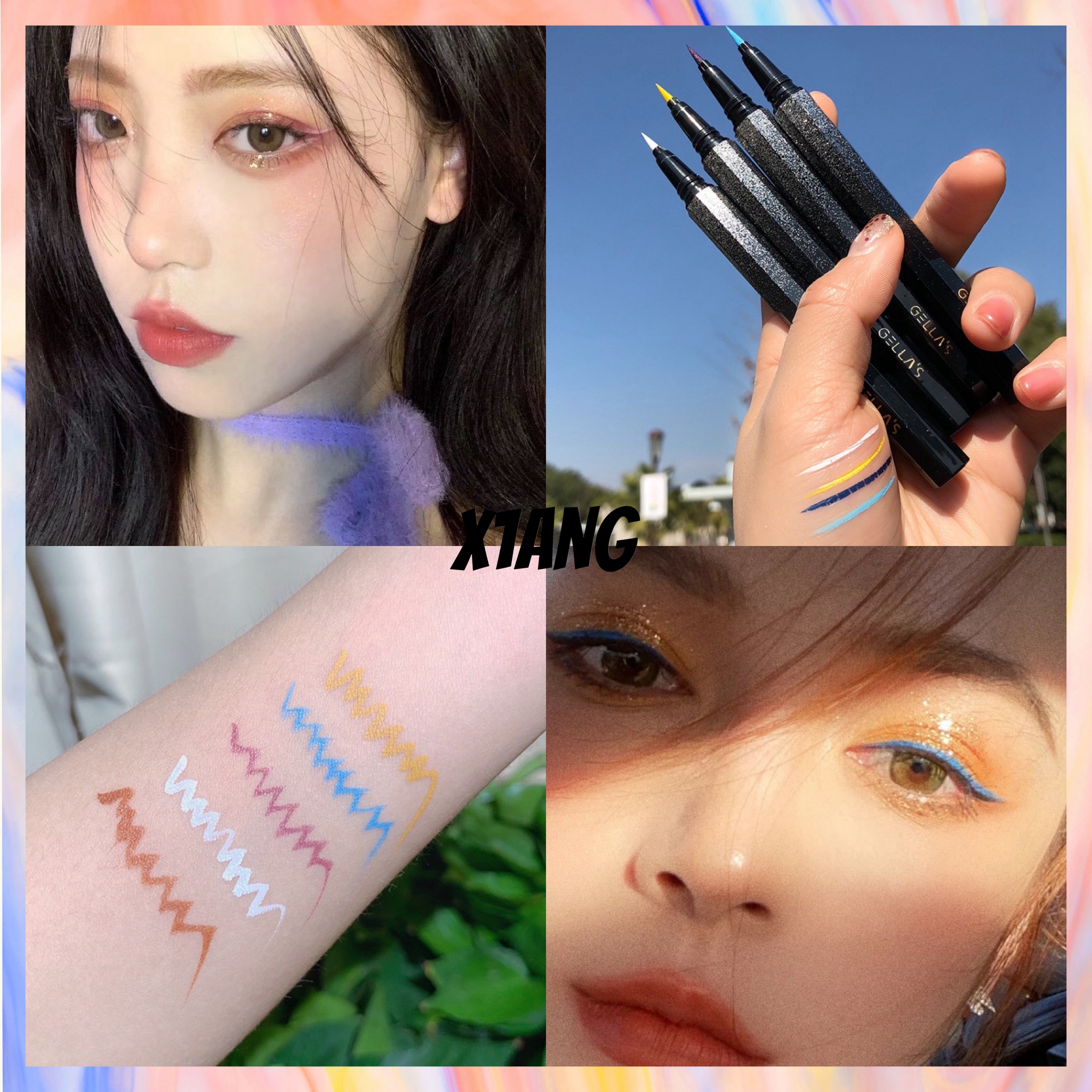 Multicolored colored eyelink pen cos makeup white waterproof without fainting eye line liquid blue brown purple red yellow