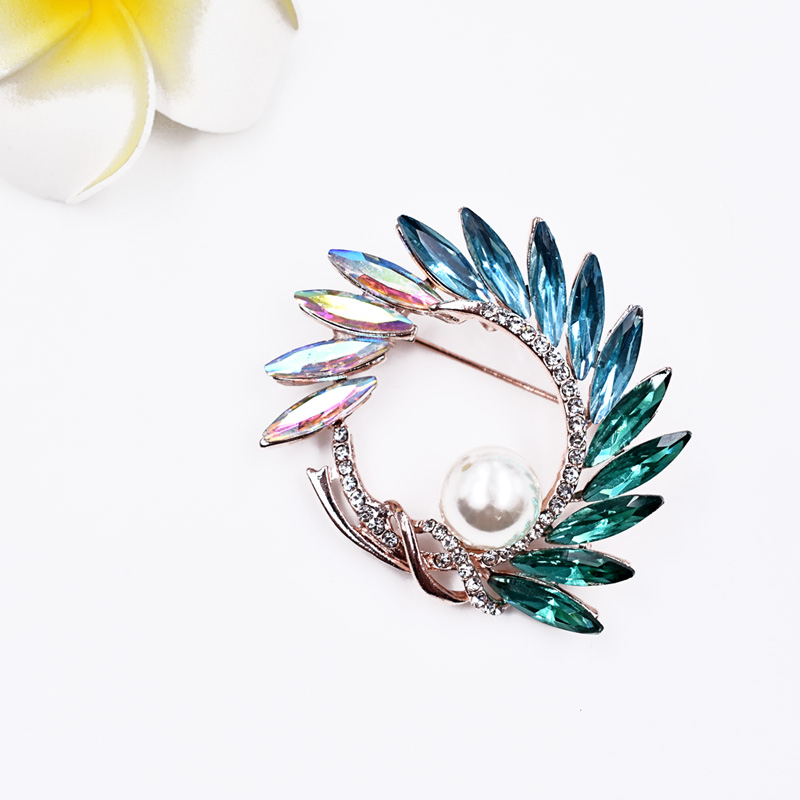 Thời trang Hàn Quốc mới trâm cài lá pha lê đỏ hoang dã với kim cương trâm cài pin tinh tế ghim cài áo