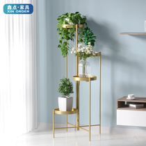 Flower shelf living room floor-standing wrought iron multi-layer green flower stand simple modern indoor balcony shelf flower pot stand