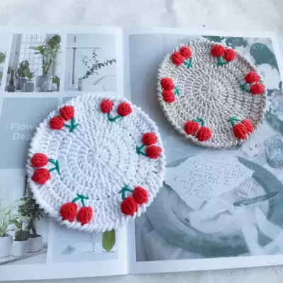 Fruit hand-made original pure hand-woven Cherry placemats