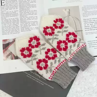 Fruit hand made diy hand material bag jacquard gloves winter Japanese woven milk foam machine time thick