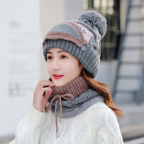 Hat womens autumn and Winter Korean version of the tide thickened velvet warm wool hat collar wild winter cycling ear protection needle hat