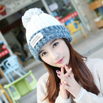 Hat female winter student wild thick Korean version knitted Baotou Autumn and winter plus fluff line hat warm ear protection leisure