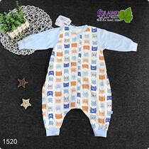 Baby one-piece sleeping bag for boys and girls spring and autumn thin cotton double-layer children's leg-splitting sleeping bag children's anti-kicking quilt