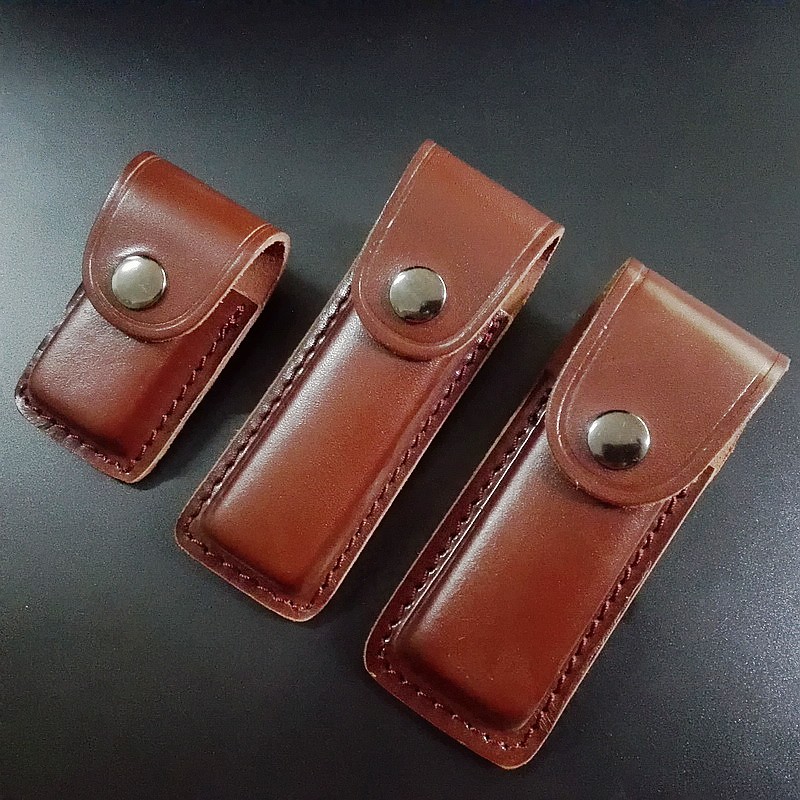 Head-layer cow leather knife cover handmade genuine leather knife sheath folding Branning butterfly knife Swiss Army cutter universal protective sheath