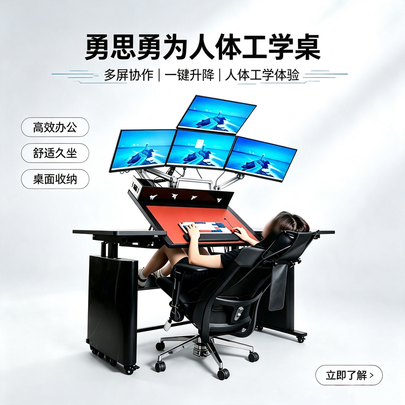Ergonomic Desk and Chair for Reclining and Lying down While Working, Adjustable Height Desk, Gaming Chair, Gaming Desk with Lumbar Support