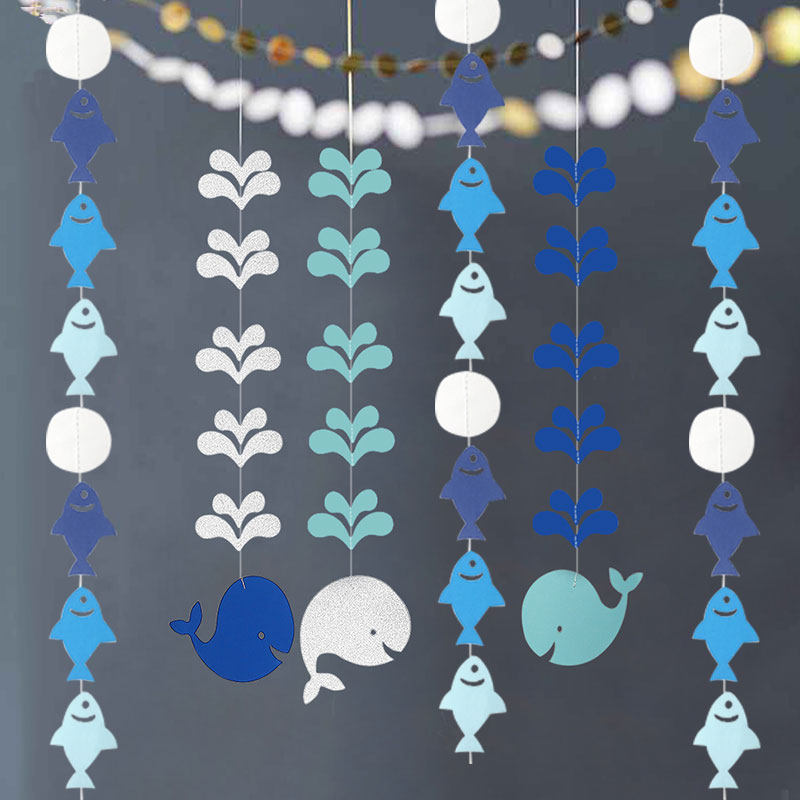 Kindergarten classroom partition ring to create summer ocean wind ornaments pull flowers opening door curtain hanging ornaments ceiling aerial ornaments