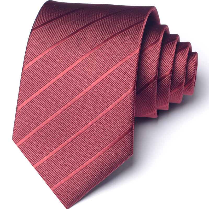 8cm Red Tie for Men, Groom, Wedding, Suit, Formal Wear, Best Man, Zipper Style, No-Knot, Lazy Style, Solid Color, Striped