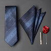 Don River Black Tie Men's Formal Business Suit Pocket Square Handkerchief Wedding Groom Tie Clip Corsage Set