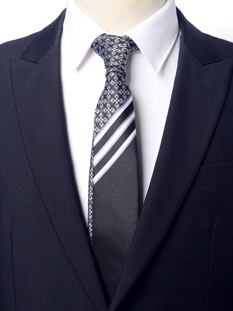 New Hong Kong Style High-End Three-Stripe Diagonal Tie for Men, Business 7cm Positioning Groom Wedding Gift Box