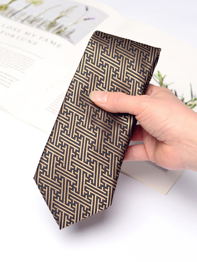Don River Black Gold Interwoven Jacquard Tie Men's Formal Business Professional High-End Classic Retro Groom Wide Version