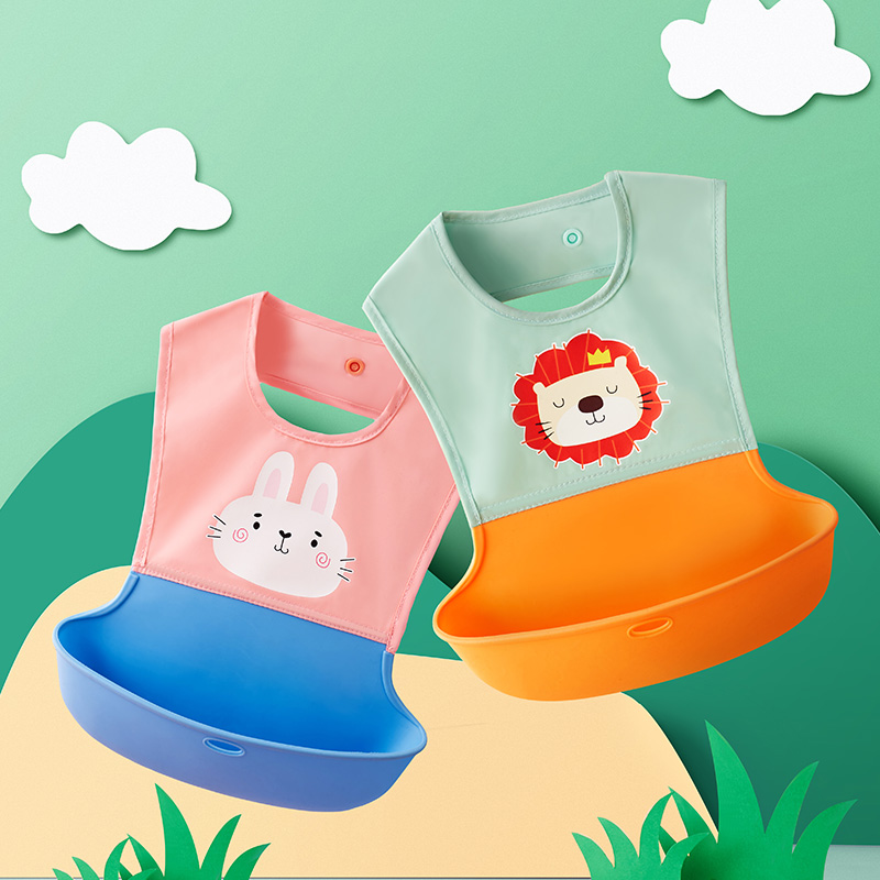 Dinner Bib Baby Waterproof Eating Baby Feeding Sidefood Bib Children's Meals All Sprinting Around For Children Eating and Eating Around Pocket