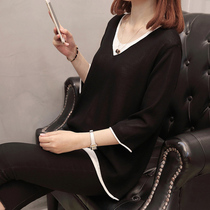  Fat mm large size womens autumn top belly cover thin bottoming shirt Western style age reduction loose 2021 new spring and autumn