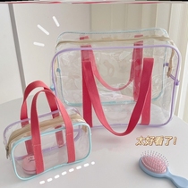 Homemade~ins wind transparent macaron jelly bag summer large capacity waterproof swimming portable beach bag vacation