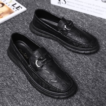Spring mens Korean version Leather Shoes Trend Sloth casual shoes Inlen One foot Pedal Bean shoes Mens painted leather bright face Mens shoes