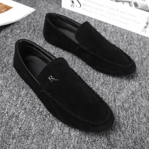 2022 spring new frosted mens Korean version Leather Shoes LEATHER SHOES Shoes One Foot Pedal Casual Shoes Legue-bean Shoes Mens Shoes