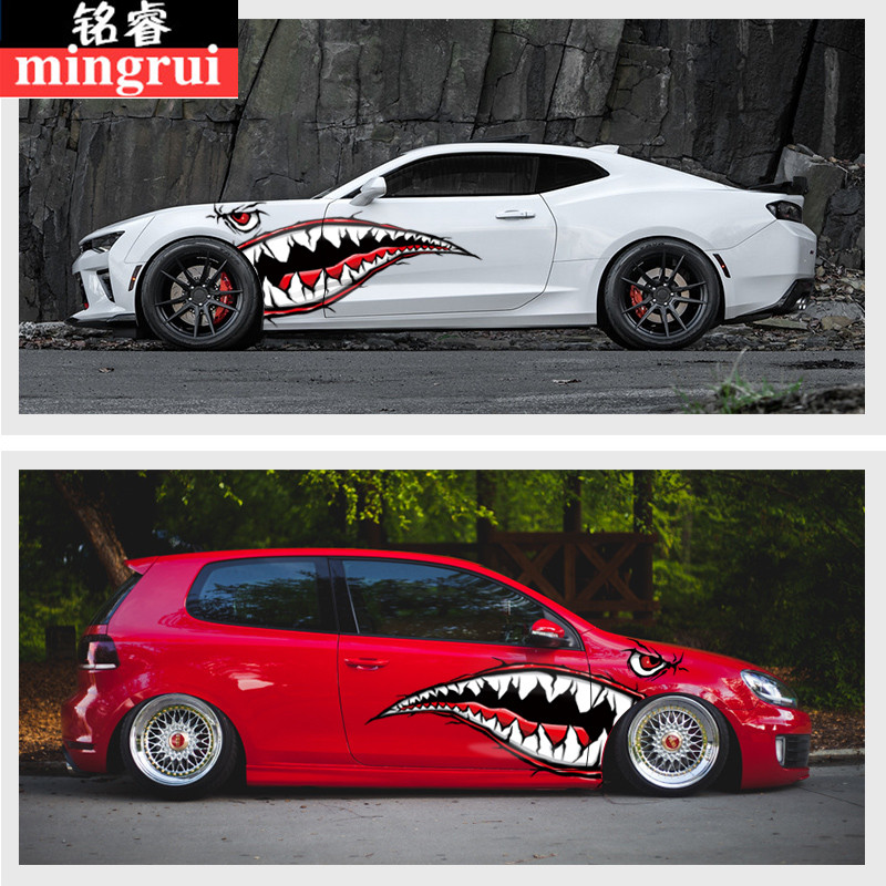 Car Retrofit Sticker Shark Mouth Personality Creative shelter Scratched Car Door Universal Body Pull Decoration Car Applid