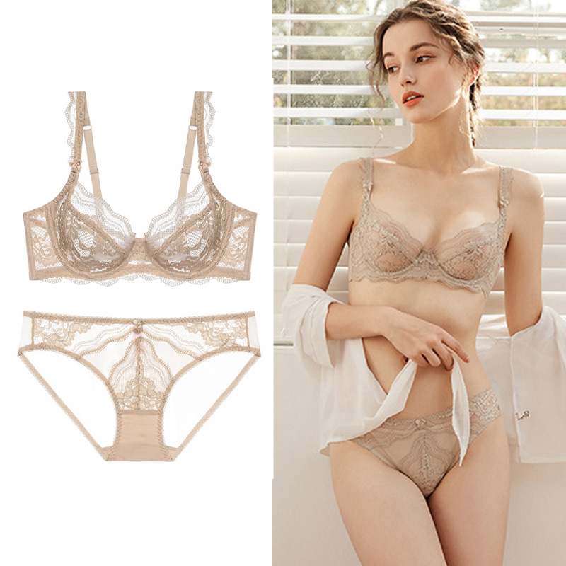 Method Powder No Sponge Ultra Slim DE Cup Lace Small Cute Big Chest Display Small Sexy Poly Black Lingerie Underwear Suit