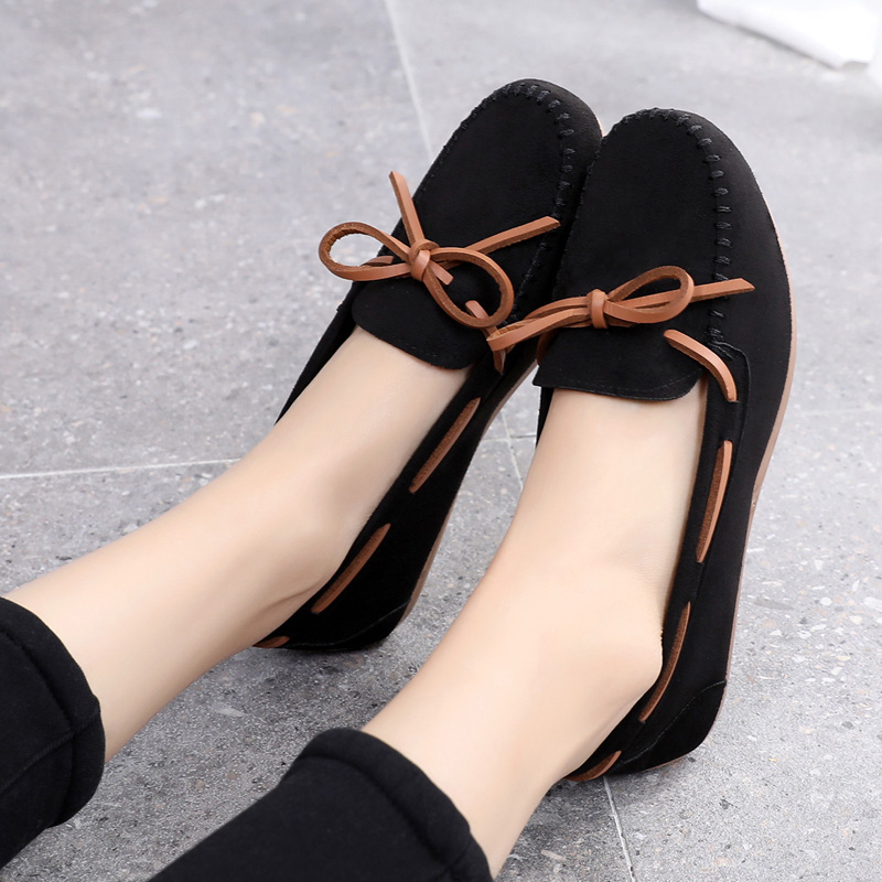 Spring and autumn old Beijing cloth shoes women's flat beanie shoes soft bottom all-match work shoes shallow mouth pregnant women mother casual shoes