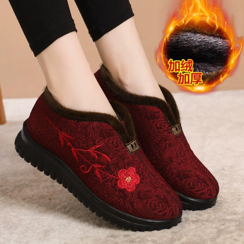 Зимняя утепленная обувь, нескользящие слипоны для матери, сапоги, мягкая подошва