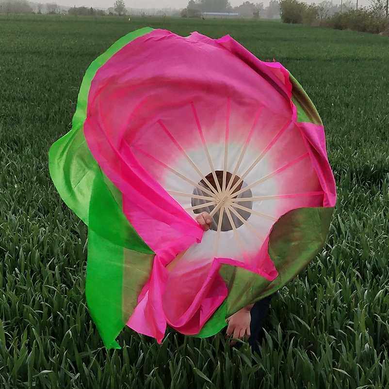 Dance fan double Yang Ku fan dance fan dance fan 360 degree rain flower fan fan