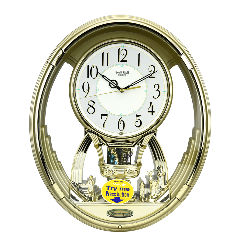 Lisheng (RHYTHM) fashion music wall clock home living room wall clock 4MH736WD18 local luxury gold