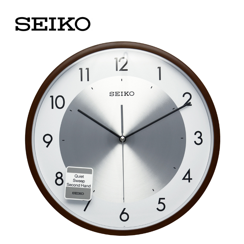 SEIKO fashion simple home office Wood grain border metal dial wall clock QXA615