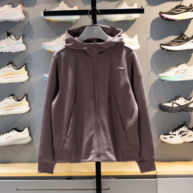 Li-Ning Women's Hooded Sweatshirt 2026 Spring New Fitness Series Loose Cardigan Sportswear Jacket Awdw078