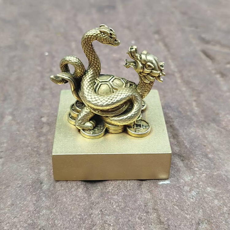 Xuanwu Seal 5cm Solid Brass Seal Engraved Seal Three Treasures Seal