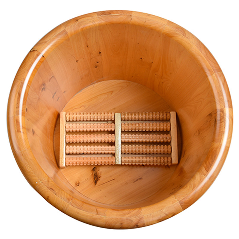 Bath music foot bath bucket Solid wood foot bath bucket Wooden bucket Wooden foot wash basin with lid Household small wooden bucket insulation foot bath tub