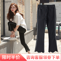 Hong Kong taste retro chic Korean style pants micro flared pants womens summer 2017 new 89 points thin magic pants petals