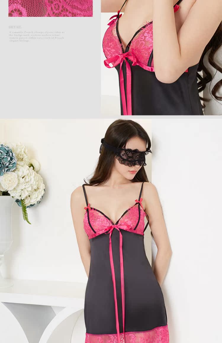 Đồ ngủ ngọt ngào gợi cảm nơ sling váy ngủ nữ trong suốt ren cám dỗ đồ lót gợi cảm váy nữ đẹp