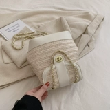 Рюкзак, модная сумка через плечо, портативная плетеная сумка на одно плечо, соломенная цепь, городской стиль, премиум класс, на цепочке