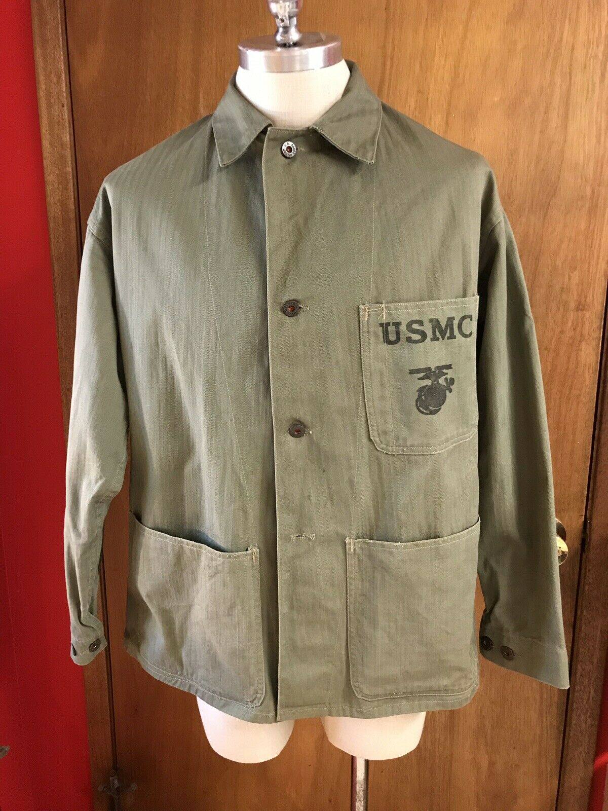 Large number WWII US Army Edition Public hair Marine P41HBT Herringbone Cloth Single Green Blouse Jacket