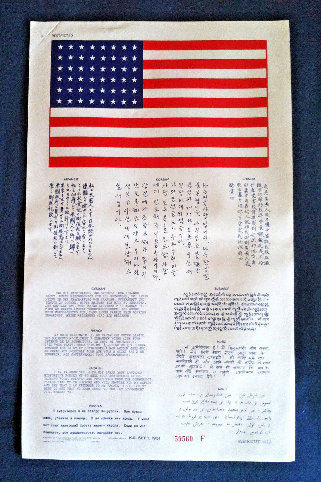 Special price Korean War North Korea War United Nations Air Force Pilot version of the original 7 Nations text begging for raw blood tickets