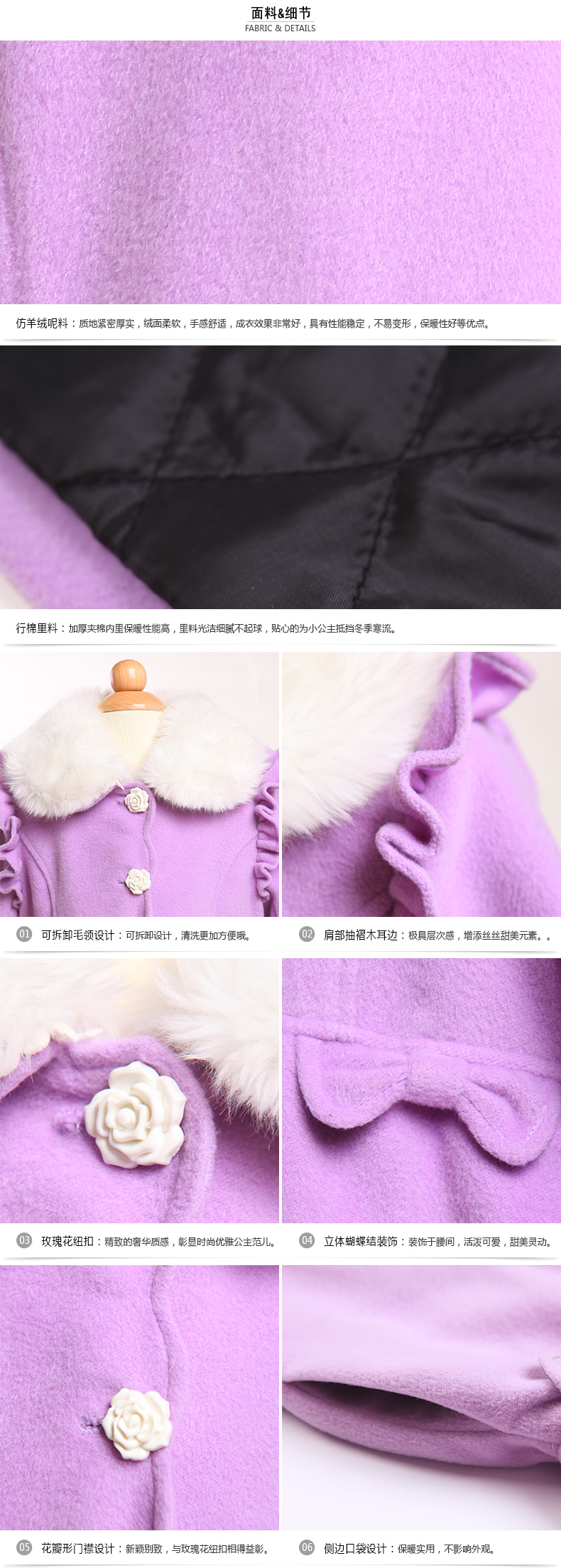 Manteau pour fille DEESHA MINI en mélange - Ref 2161568 Image 11