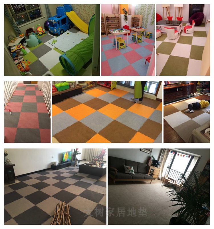 Phòng ngủ dày da lộn khâu bọt thảm phòng khách có thể giặt rắn màu pha trộn thảm nhà trẻ em leo lên thảm - Thảm sàn chiếu xốp gấp gọn