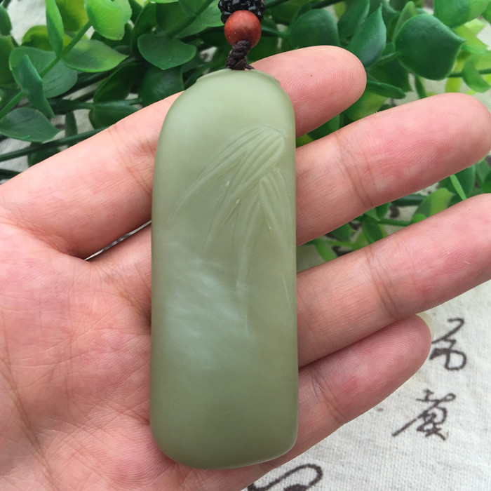 Linden woods old jade Bamboo brand processing river mill jade Old jade Xiuyu pendant Bamboo bamboo brand is more precious than river mill jade