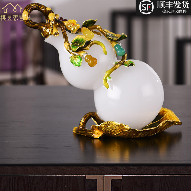 Light extravaganza Enamel Color Jade Porcelain Gourd Swing in Living Room Xuanguan Accessories Chinese Book Room Partition Cabinet TV Cabinet Furnishing 