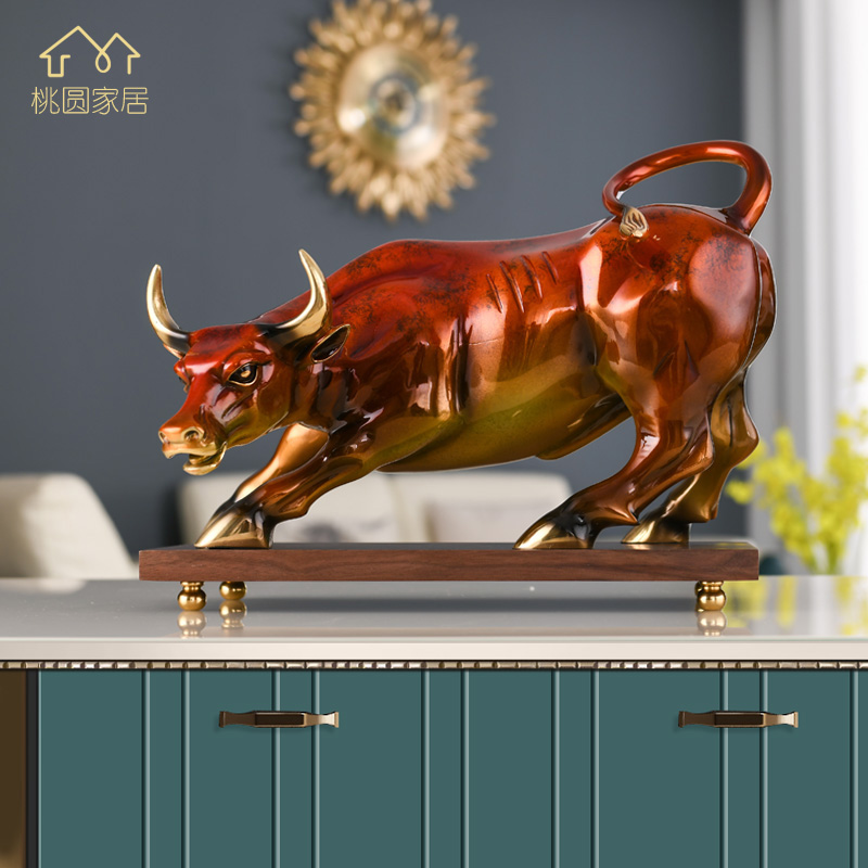 Pure Copper Bull Pendulum with a Caixin Bull Turns Dry Kun Zodiac Home Office Bull Gas for Opening Joe to New Residence Gift