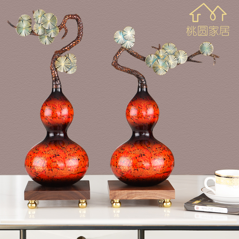 New Chinese pure copper plinth swinging piece living room TV cabinet Xuanguan Cabinet Decoration Office Jo Relocation New Residence Gift