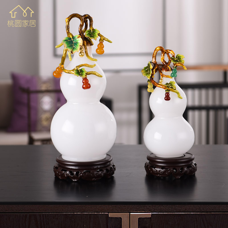 Light luxury glazed cucumber wiggles Living room office five fu-door jade decoration crafts