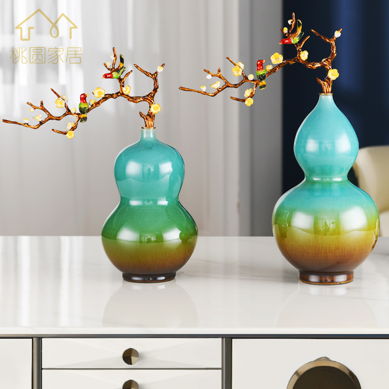 Enamel Color Ceramic Hyacinth Pendulum with Flu Merchants New Chinese Living Room Adornment Office Jo Relocation New Residence Gift 