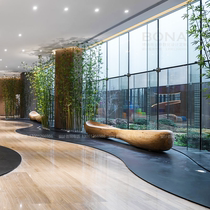  Public art leisure seat Shopping mall hall solid wood rest seat Hotel sales office lobby solid wood chair customization