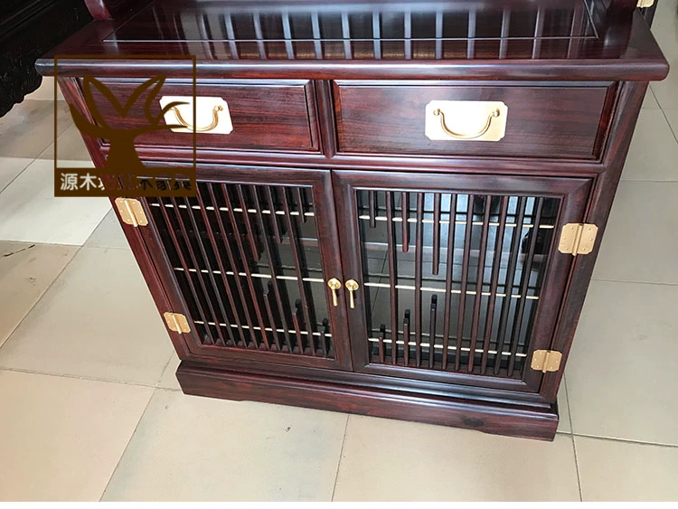 Mahogany hiện đại tối giản màn hình Đông Phi đen gỗ hồng mộc màn hình ghế nhím gỗ hồng sắc phân vùng màu gỗ rắn hiên nhà Trung Quốc - Màn hình / Cửa sổ