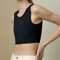 Womens big breasts appear small anti-sagging reinforced seamless and highly elastic corset vest yoga clothes worn outside les high school students