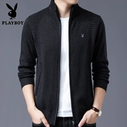 Playboy Đan Jacket Áo len nam mùa thu đông Thanh niên Hàn Quốc dày bên ngoài cổ áo Zipper Zipper nam mặc