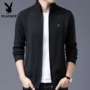 Playboy Đan Jacket Áo len nam mùa thu đông Thanh niên Hàn Quốc dày bên ngoài cổ áo Zipper Zipper nam mặc áo khoác len nam