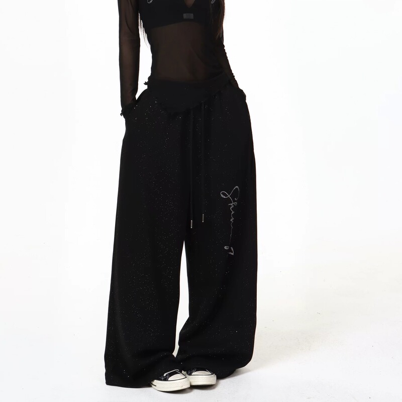 Shining7 Original Street Dance Rhinestone Sparkling Pants Loose Casual Straight-Leg Sports Sweatpants 7036 Shining7 Original Street Dance Rhinestone Sparkling Pants Loose Casual Straight-Leg Sports Sweatpants 7036